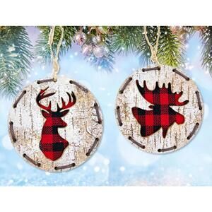 Buffalo Check Deer Moose Rustic Lodge Ornaments